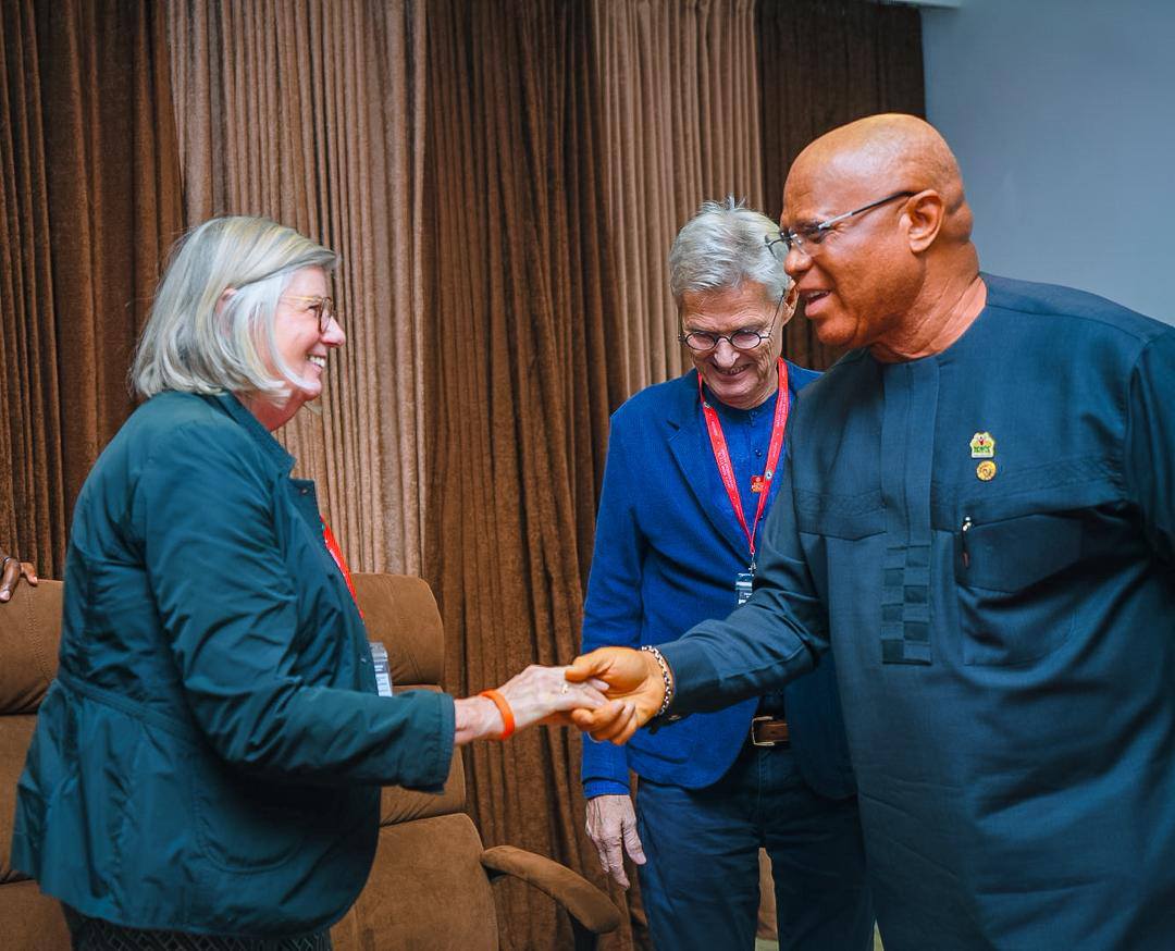 Governor Umo Eno meets Rotary International delegation to discuss healthcare partnership in Akwa Ibom.