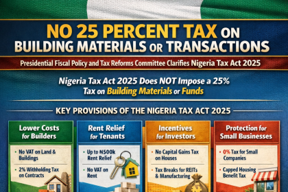 NO 25 PERCENT TAX ON BUILDING MATERIALS OR TRANSACTIONS