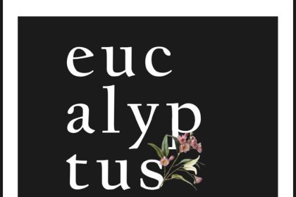 Book-themed literary illustration representing Ogadagidi and Abai-Ola in Amu-Nnadi’s Eucalyptus Symbolic African landscape evoking ancestry, memory and ritual in Eucalyptus Artistic interpretation of ancestral voice and poetic awakening in African poetry