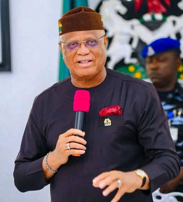 Governor Umo Eno themed illustration for an article on vision, governance and results in Akwa Ibom