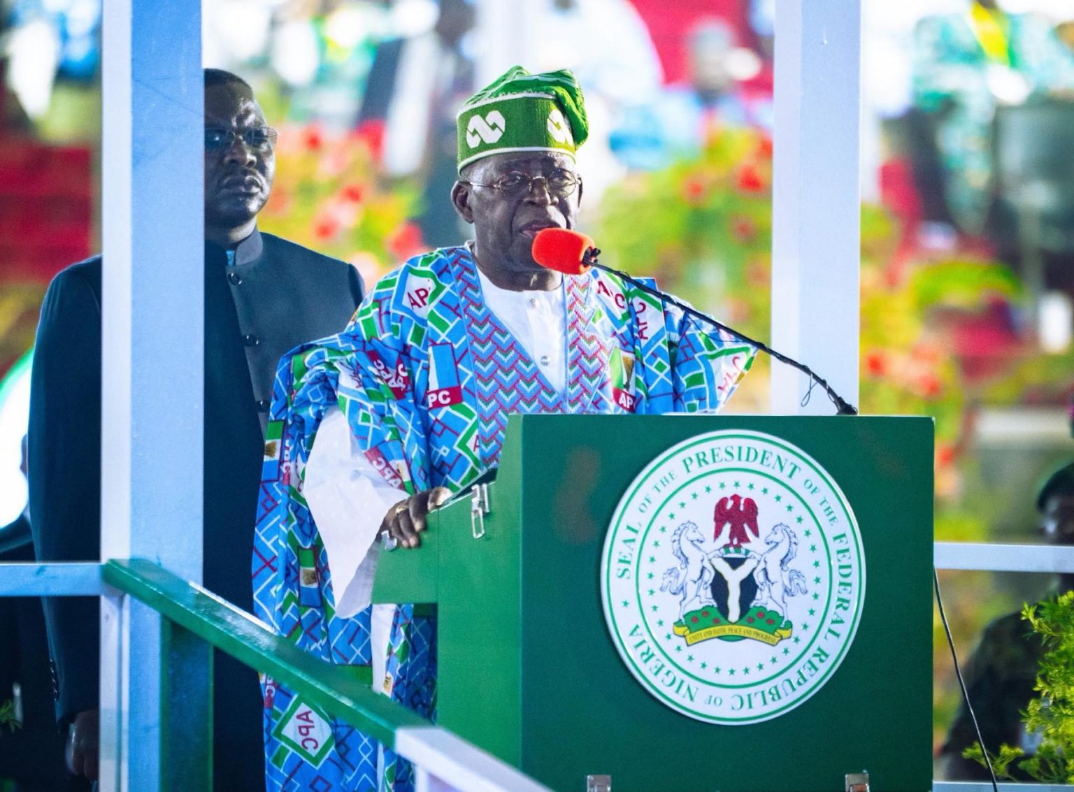 President Bola Tinubu speaking at the APC national convention in Abuja while defending the Electoral Act 2026