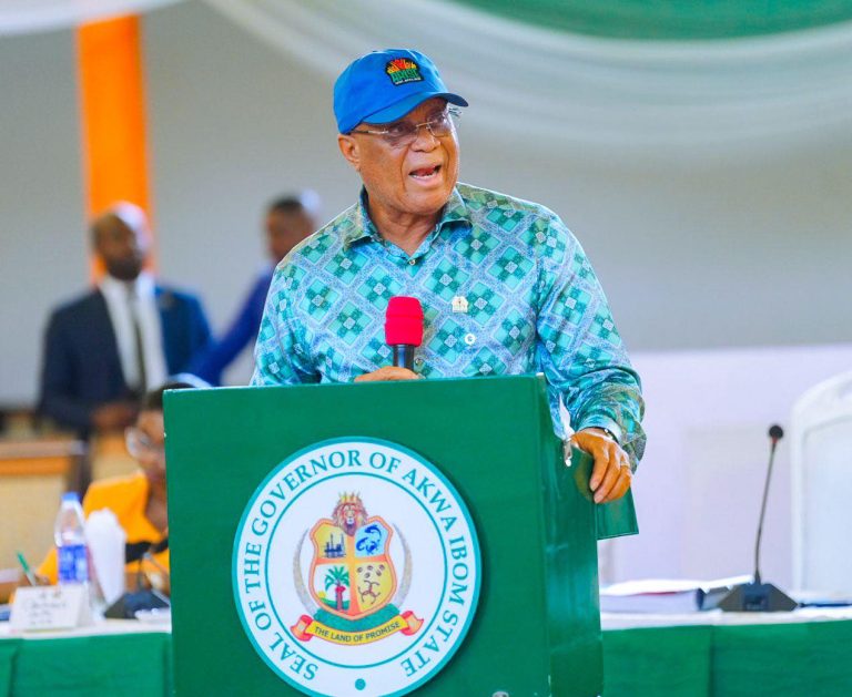 Governor Umo Eno speaks at Akwa Ibom Projects Delivery Meeting in Uyo