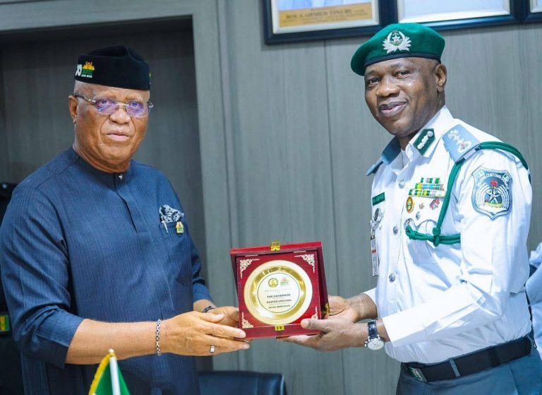 Governor Umo Eno during meeting on bonded terminal approval for Akwa Ibom’s aviation and logistics development