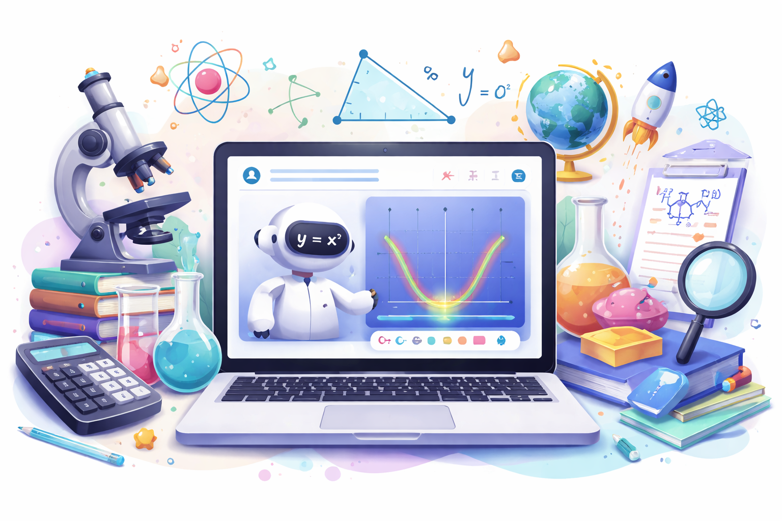 Illustration of ChatGPT interactive visual tools for learning maths and science concepts