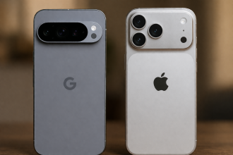 Google Pixel 10 Pro XL and iPhone 17 Pro Max side by side in a smartphone camera comparison