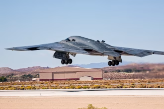 B2 Spirit stealth bomber flying during a long range strategic mission