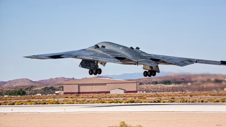 B2 Spirit stealth bomber flying during a long range strategic mission