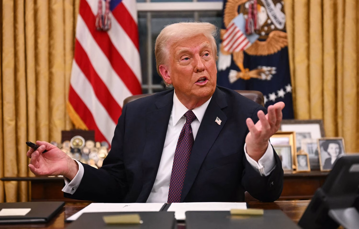President Donald Trump linked to U.S. energy dominance policy, oil production and LNG exports affecting global energy security