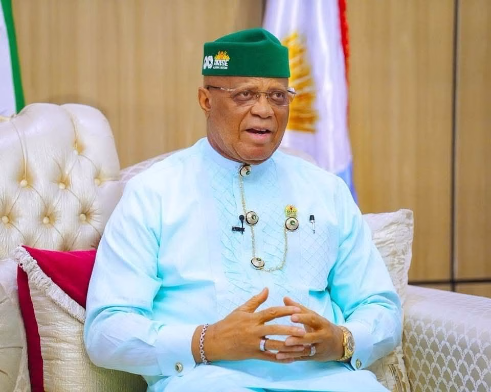 Governor Umo Eno delivering the 2026 Easter broadcast in Uyo, outlining Akwa Ibom’s development agenda.