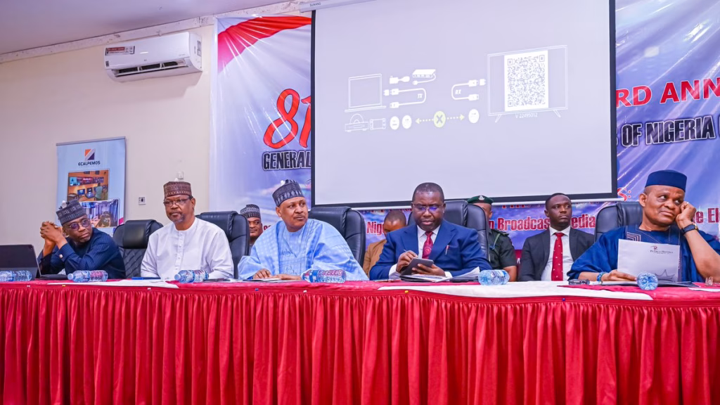 Nigeria’s Information Minister Mohammed Idris speaking at the BON General Assembly in Abuja