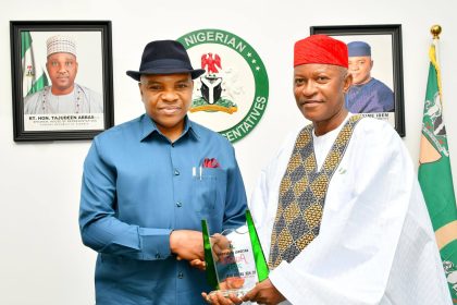 Rep Unyime Idem receives Best Federal Legislator in Nigeria award from National Leadership Awards delegation in Abuja