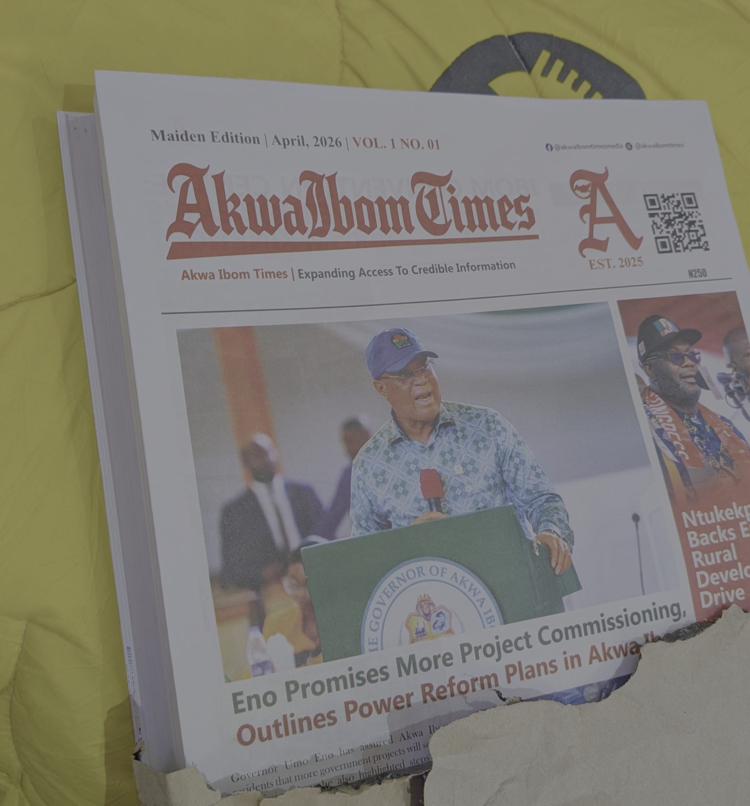 Copies of the maiden AkwaIbomTimes print edition released on April 1, 2026