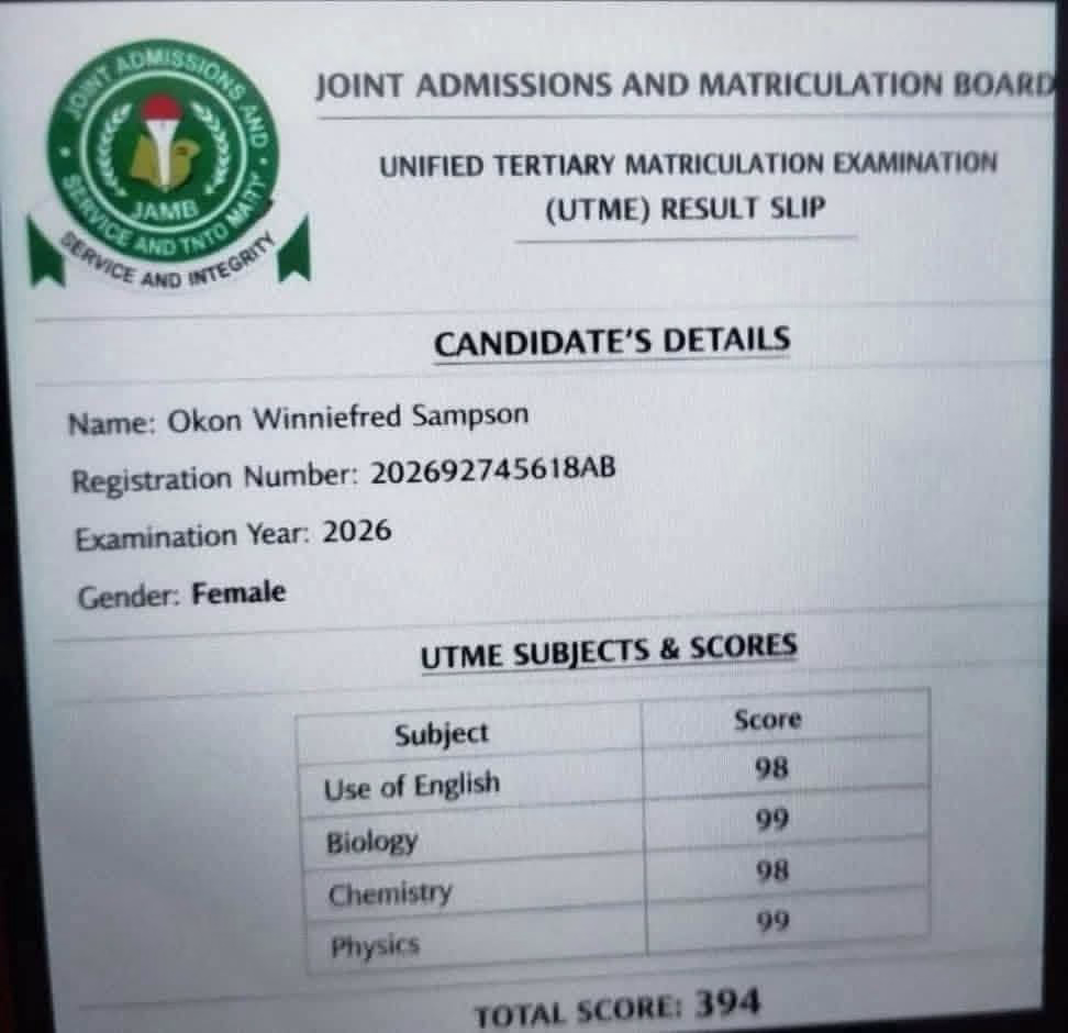 JAMB Dismisses Viral 394 UTME Result as Fake