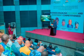 Akwa Ibom State officials and PEBEC representatives at the 2026 technical reform workshop in Uyo